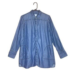 CHICO'S Chambray Denim Tunic Shirt - Size Small